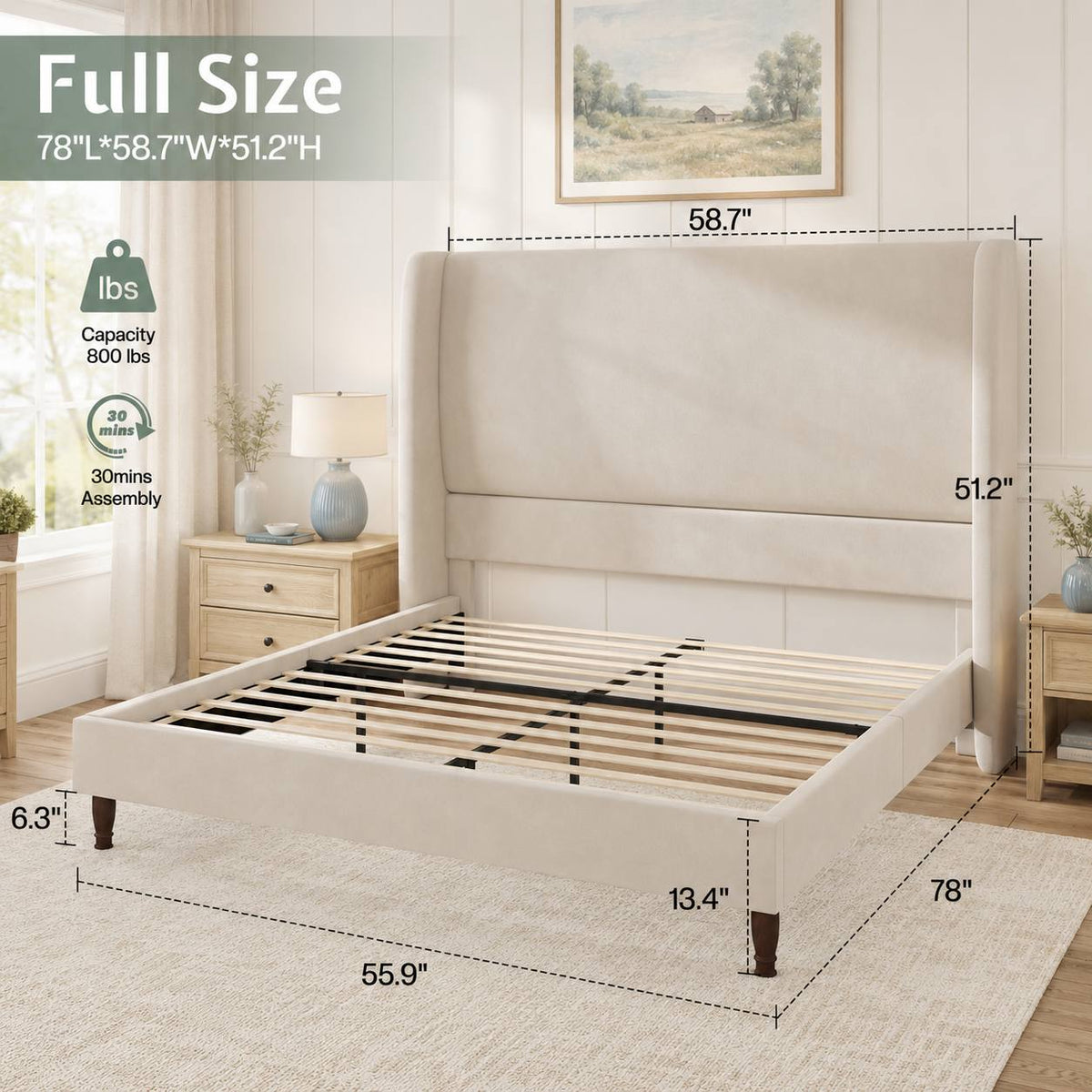 modern minimalist upholstered bed frame linen - Temu