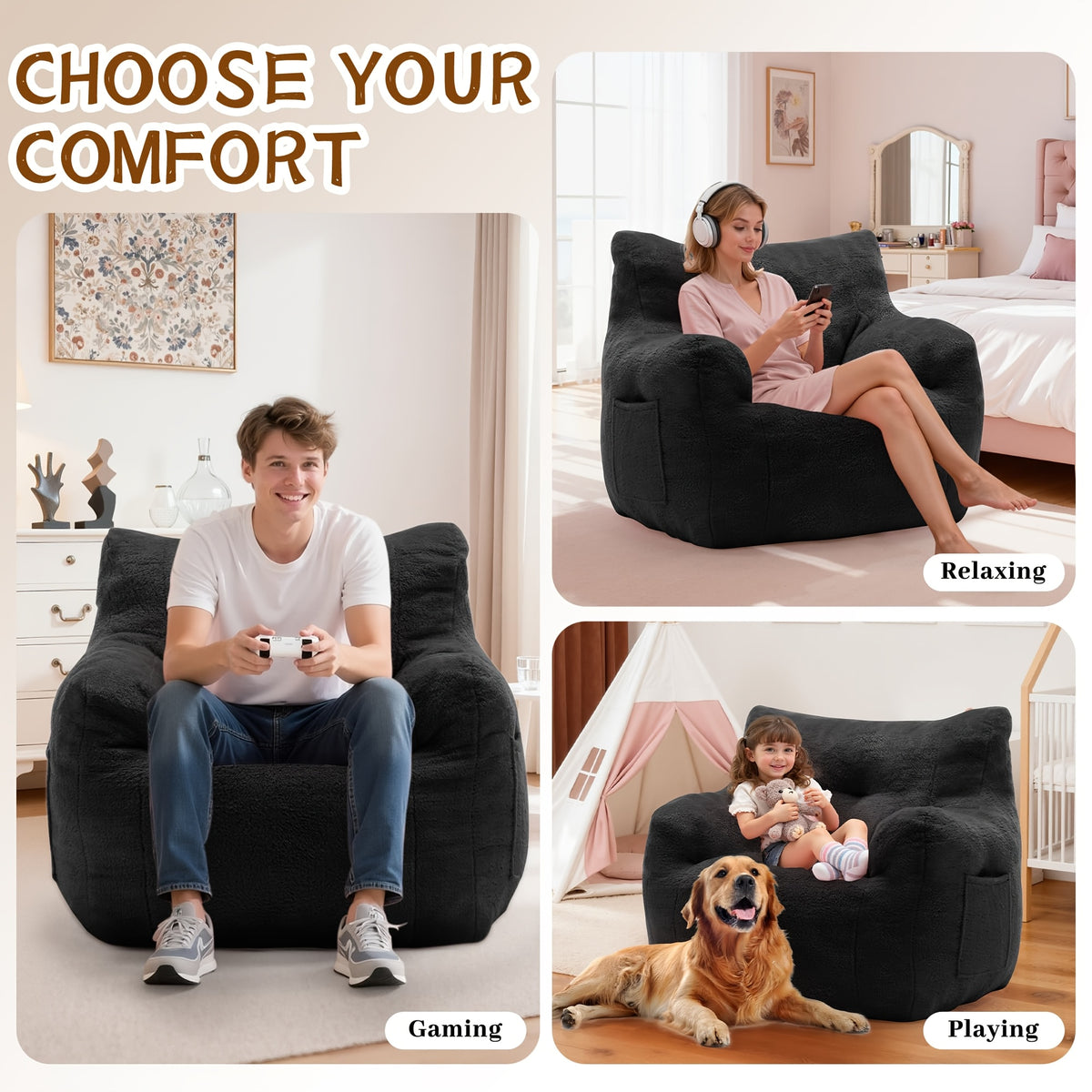 living room lounge chair medium sized   beanbag sofa - Temu