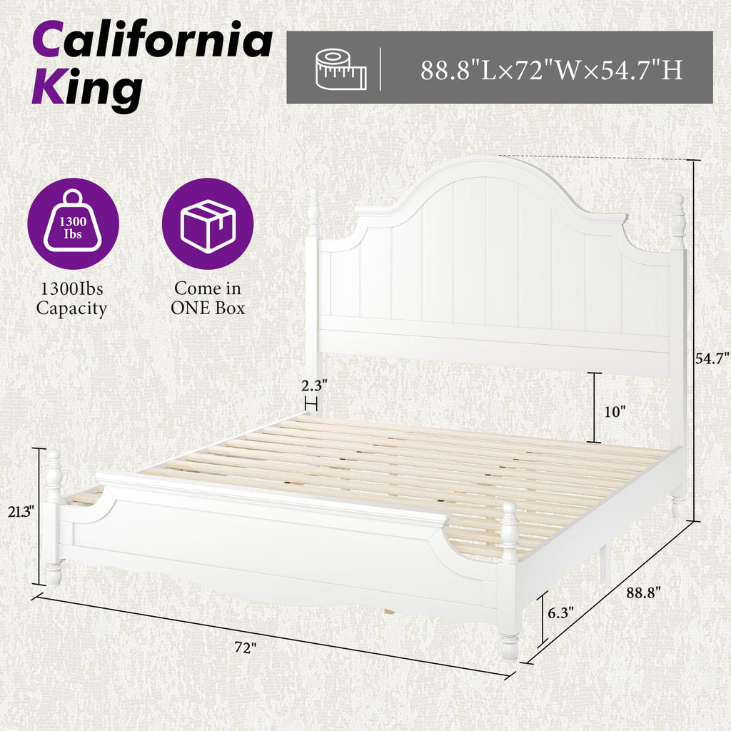 classic wooden bed frame a high arched headboard - Temu