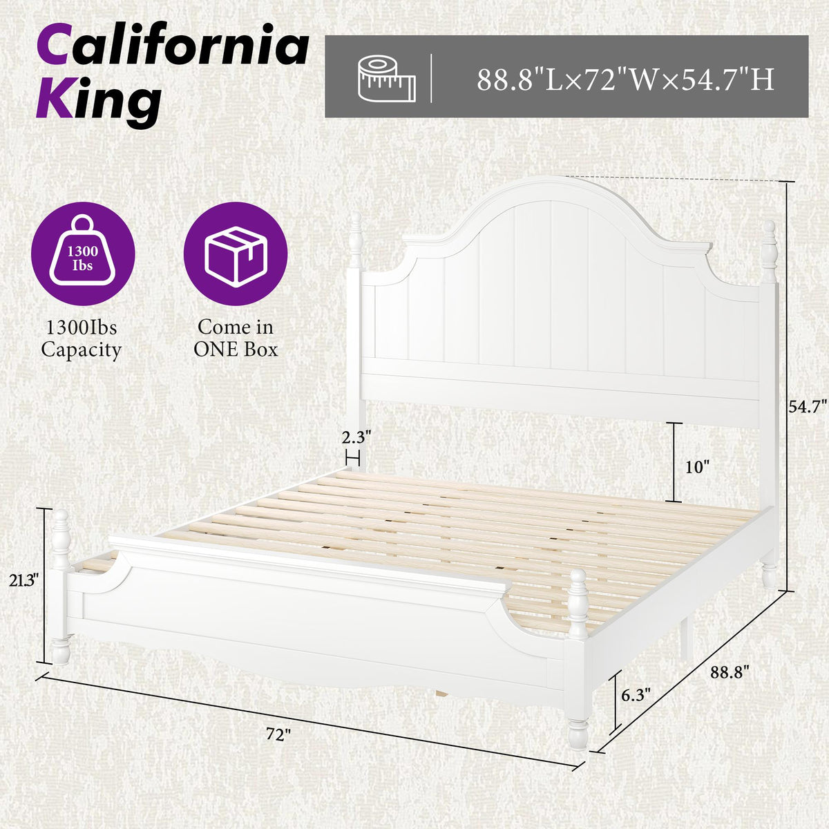 classic wooden bed frame a high arched headboard - Temu