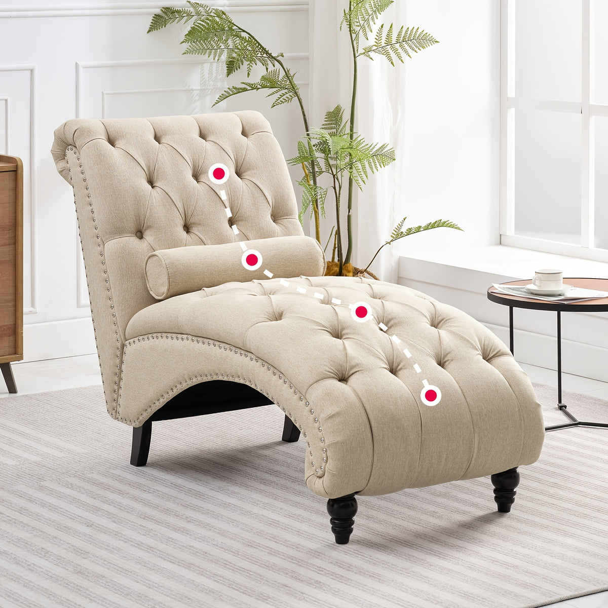 gorgeous chaise lounge chair button tufted support pillow - Temu
