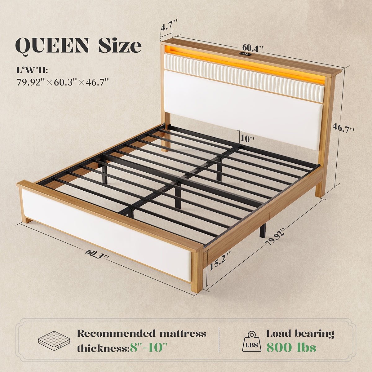 upholstered bed frame vertical stripe headboard queen king - Temu