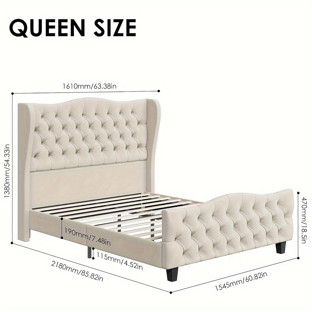 full queen king 54 3 tall bed frame wingback headboard - Temu