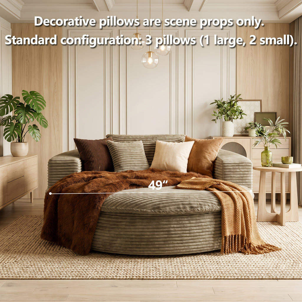 oversized round   lounge chaise extra wide corduroy - Temu