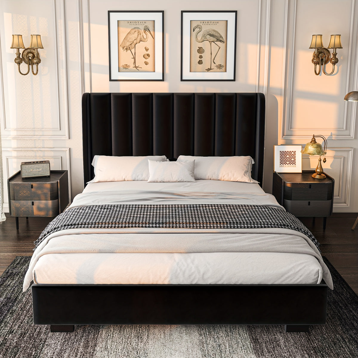 queen size upholstered bed frame   2 tall headboard - Temu