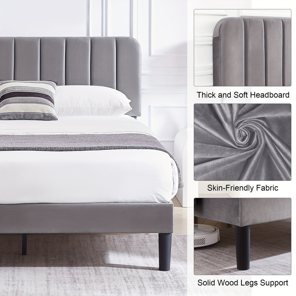platform bed frame in velvet upholstery suitable full queen - Temu