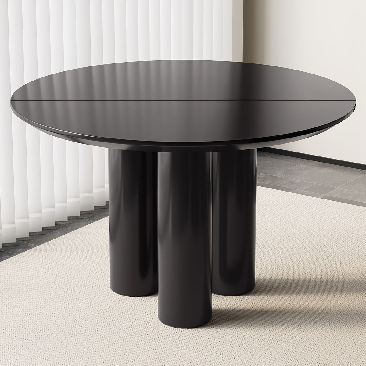 46 06 black dining table set 2 4 chairs modern round kitchen - Temu