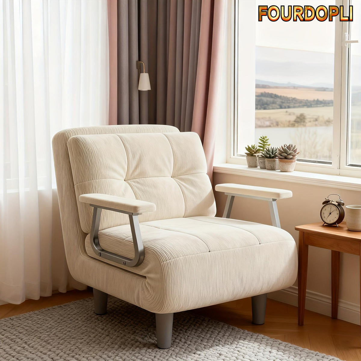 large folding chair bed silvery armrest corduroy sofa 5 - Temu