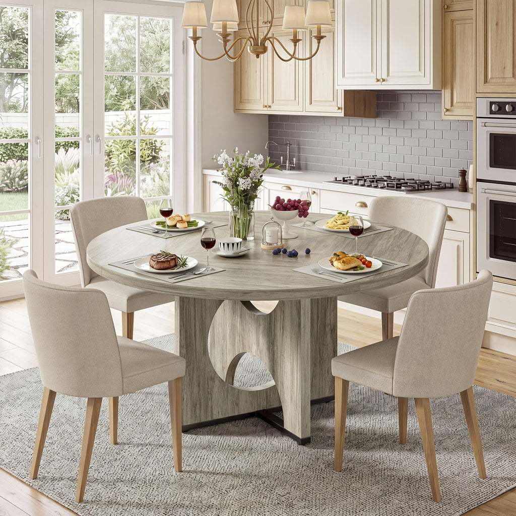 round dining table 6 wooden kitchen table pedestal base 47 - Temu
