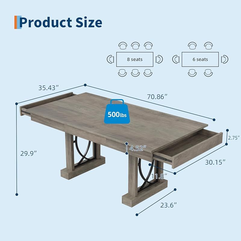 a dining table suitable 6 8 people featuring two drawers a - Temu