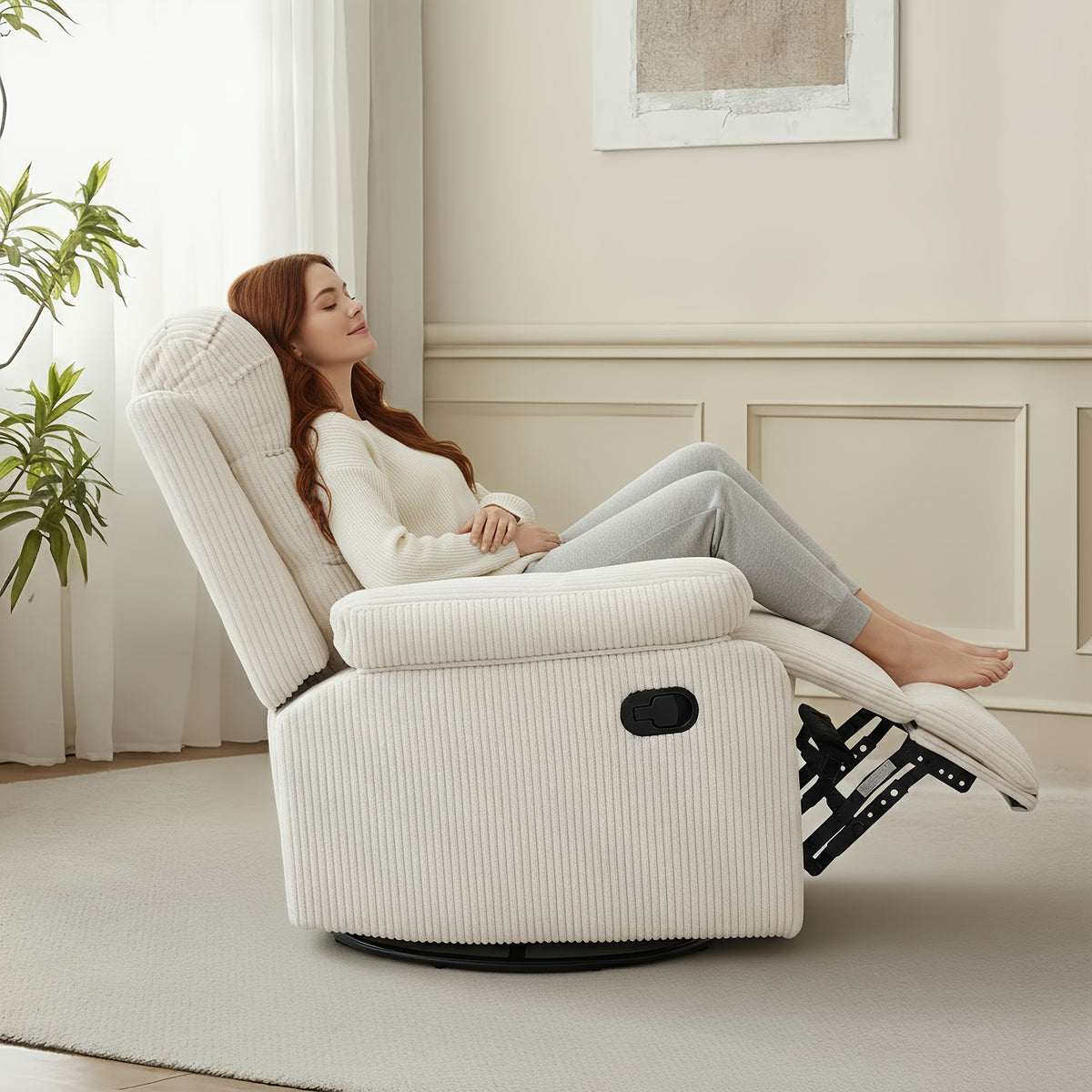 corduroy swivel rocking recliner chair manually adjustable - Temu