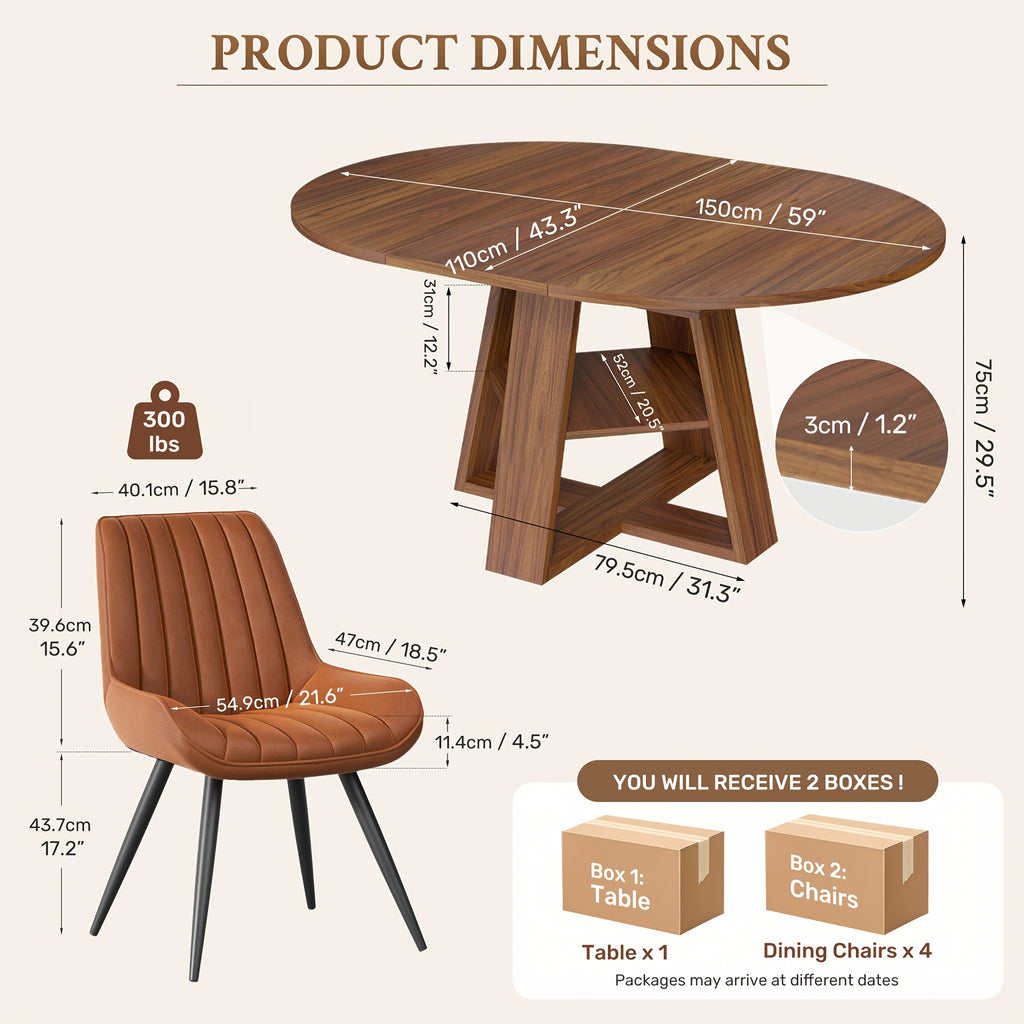 5pcs modern extendable oval dining table set suitable 4 - Temu