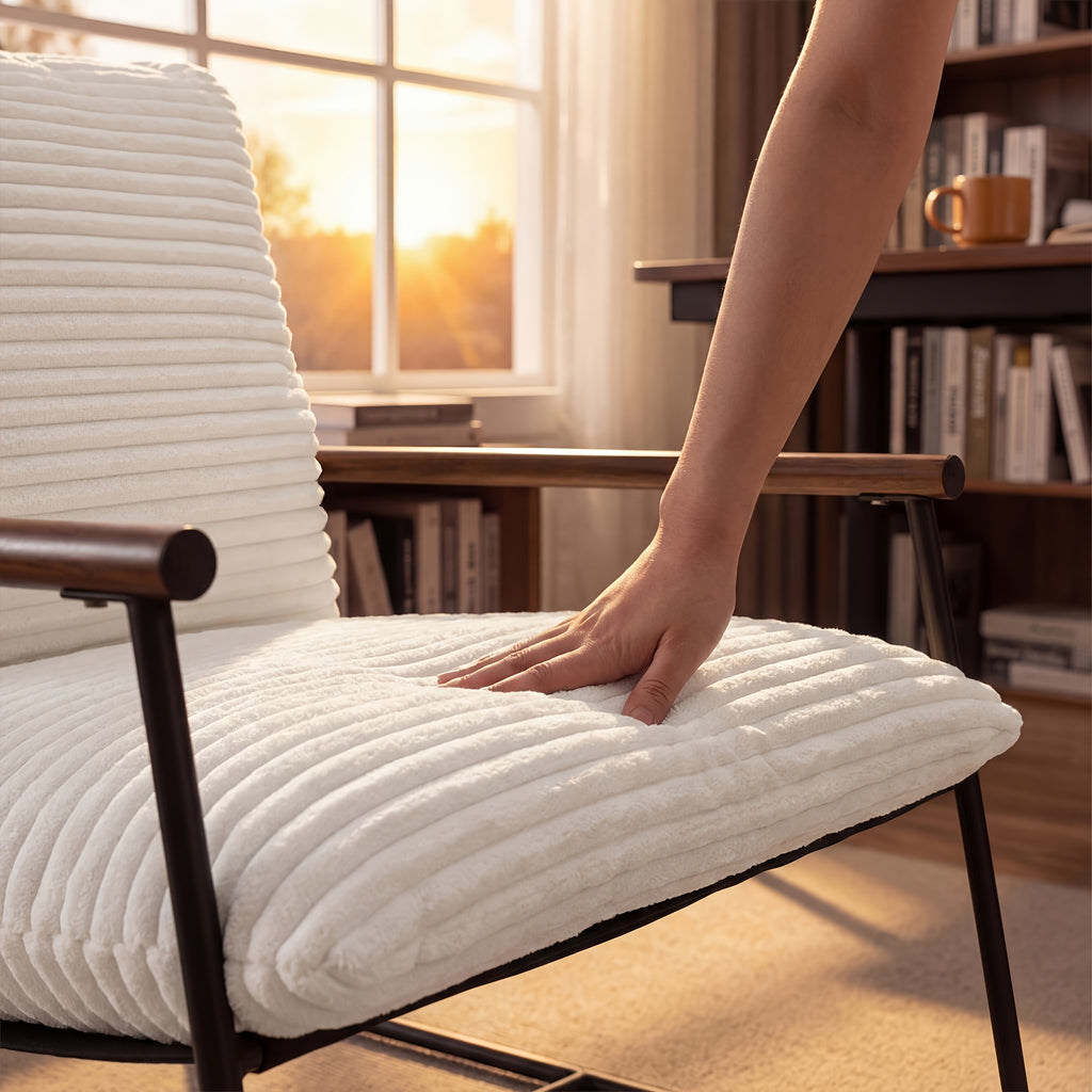 29 5in iron armchair padded cushion heavy duty metal accent - Temu