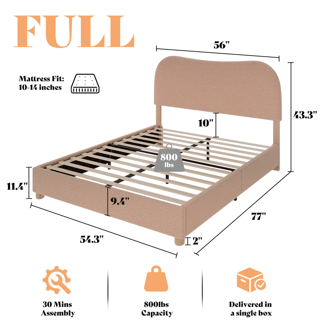 upholstered boucle bed frame adjustable headboard   - Temu