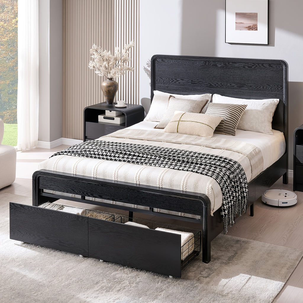 size bed frame 50 tall headboard wood platform - Temu