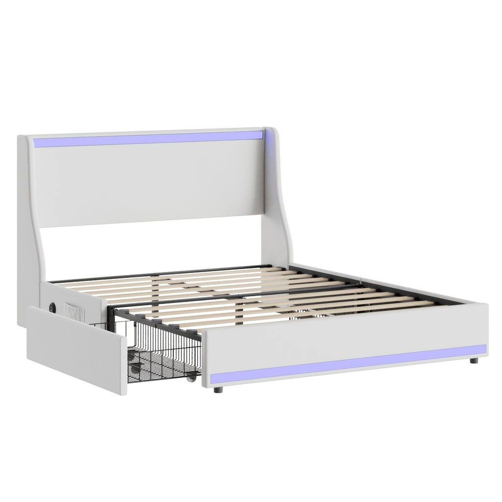 queen size bed frame storage drawers upholstered platform - Temu