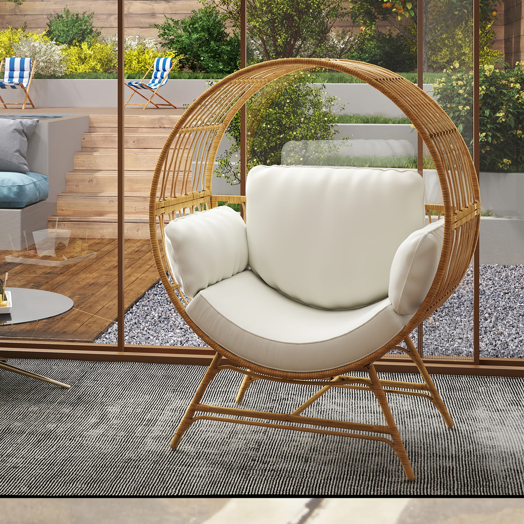 trendy relaxation modern round rattan lounge chair 4 - Temu