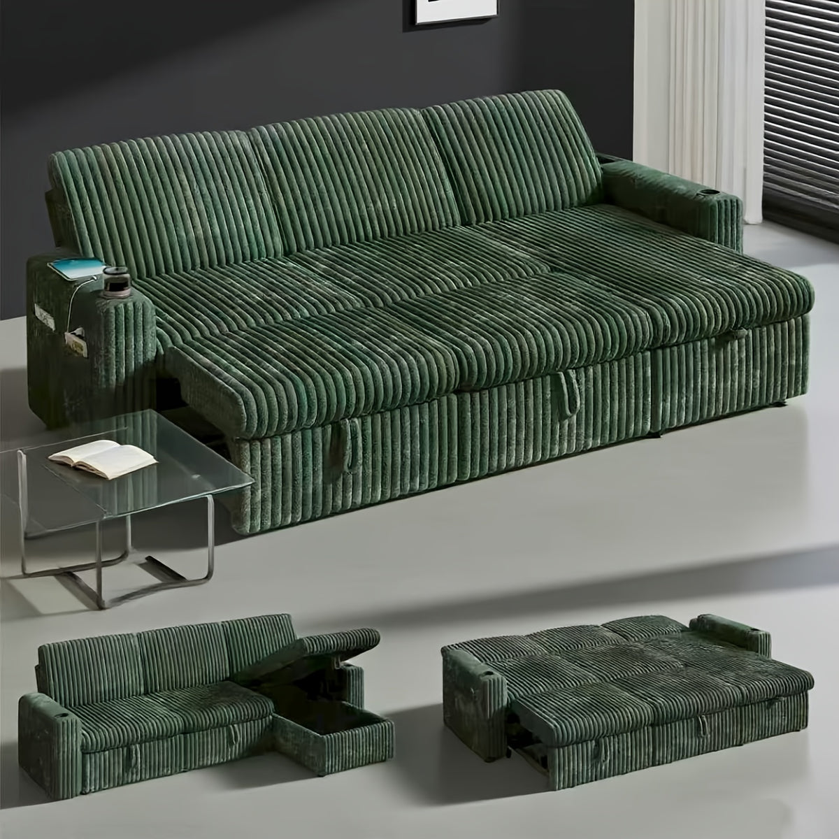 101 inch modern corduroy sofa bed 3 people convertible - Temu