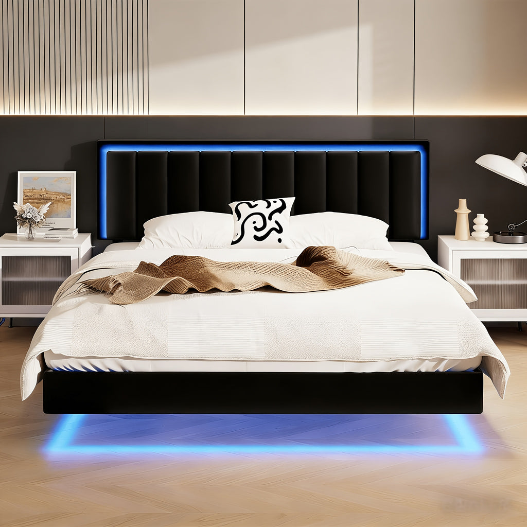 full queen king size floating bed frame led lights - Temu