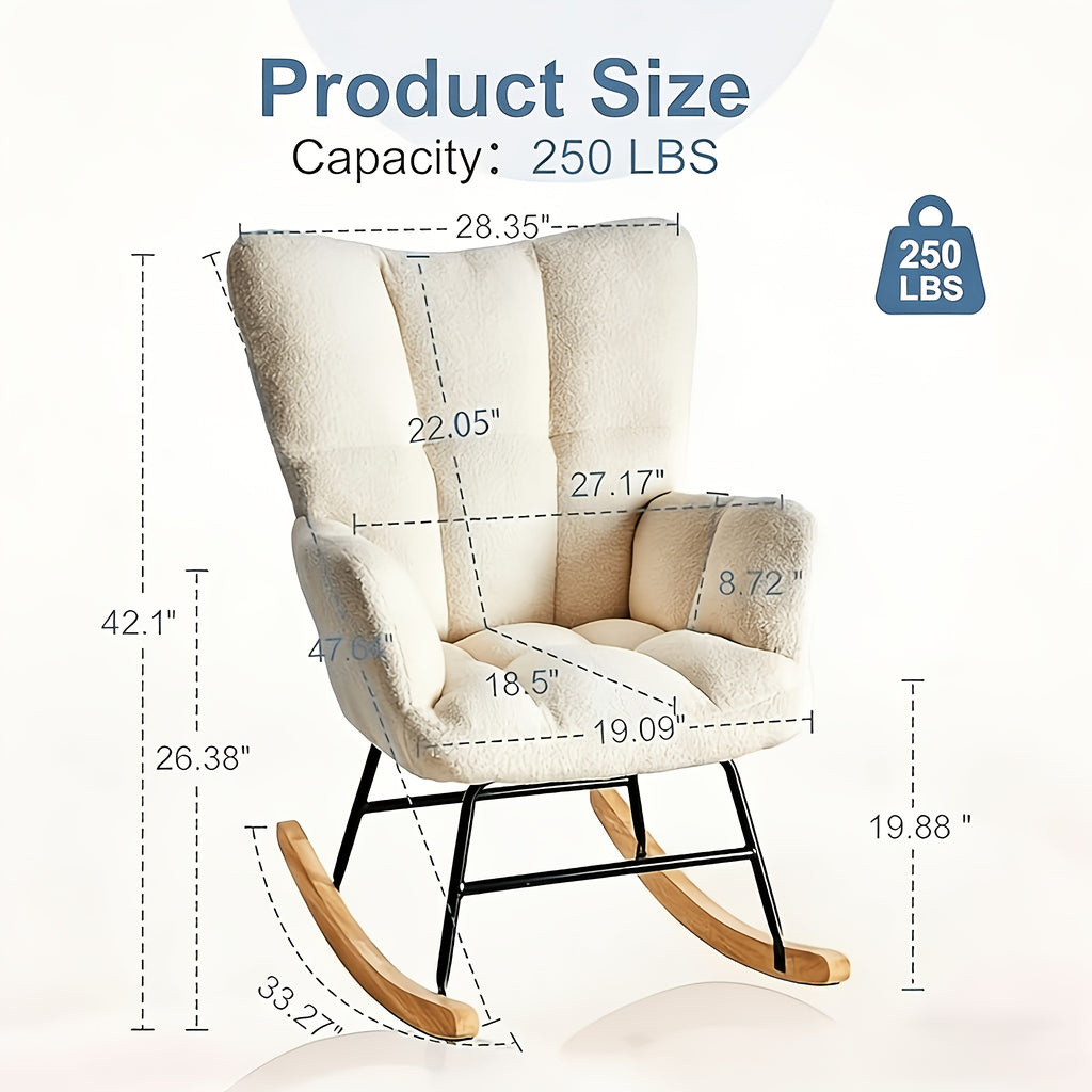 teddy upholstered rocking chair comfy glider rocker high - Temu