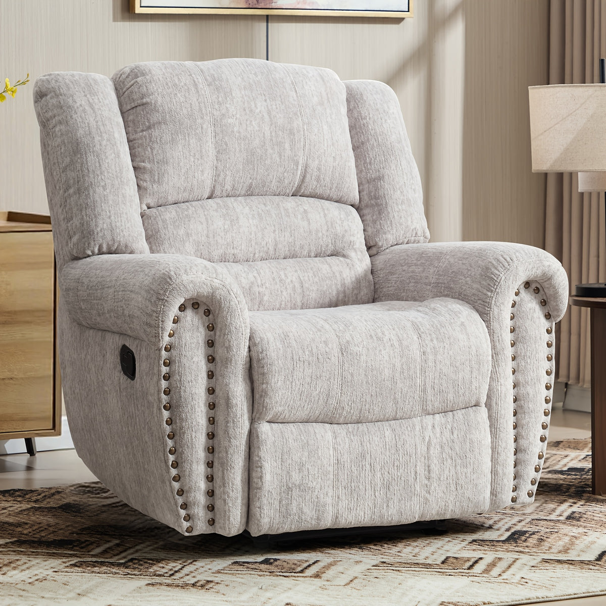 faux leather recliner chair classic traditional manual - Temu