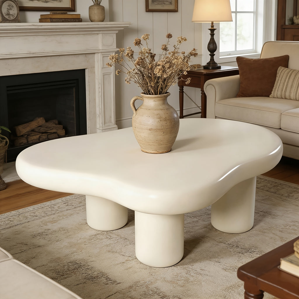 39 37   shaped coffee table 27 56 w cream irregular - Temu
