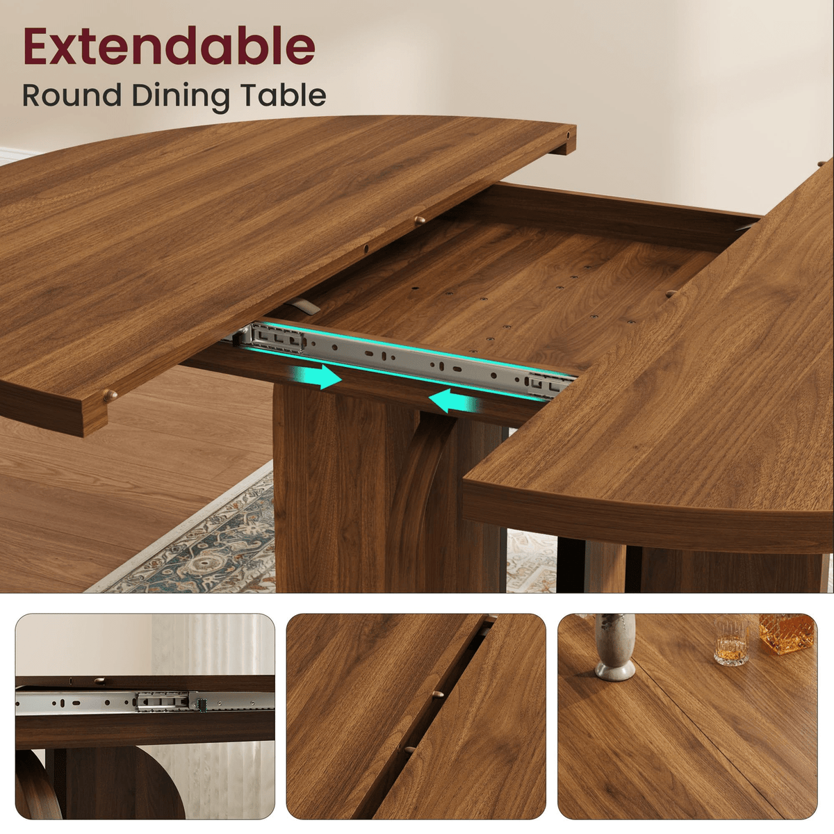 47 63 extendable round dining room table 4 8 farmhouse - Temu