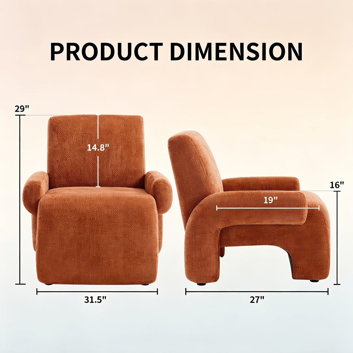 32 w corduroy accent chair modern roll arm upholstered - Temu