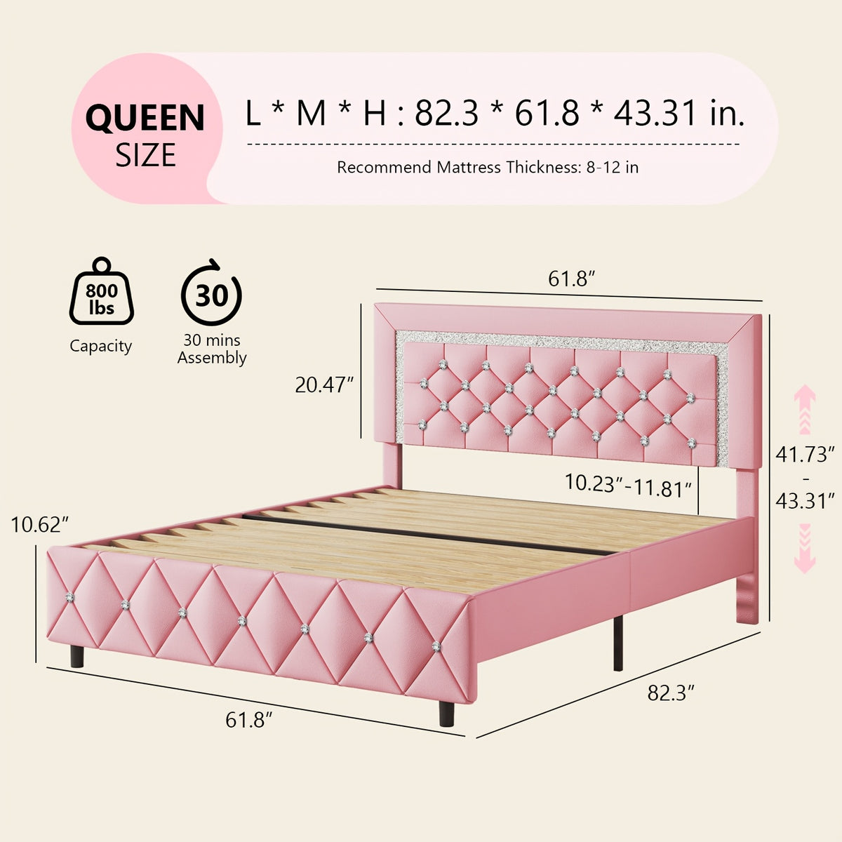twin full queen king bed frame padded platform bed - Temu