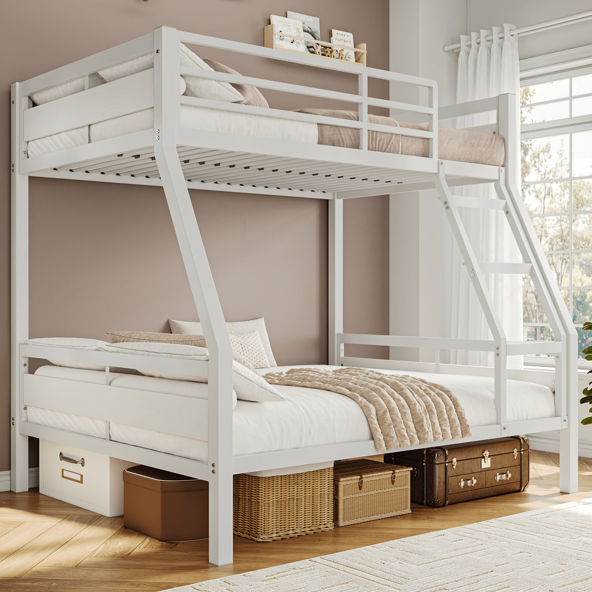bunk bed twin full heavy duty metal bunkbeds full length - Temu