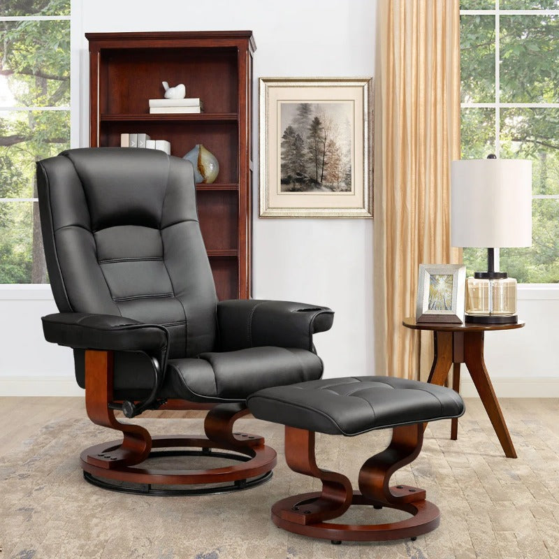 faux leather 360 swivel recliner chair   adjustable pu - Temu