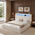 cloud bed frame cream white storage headboard built in led - Temu