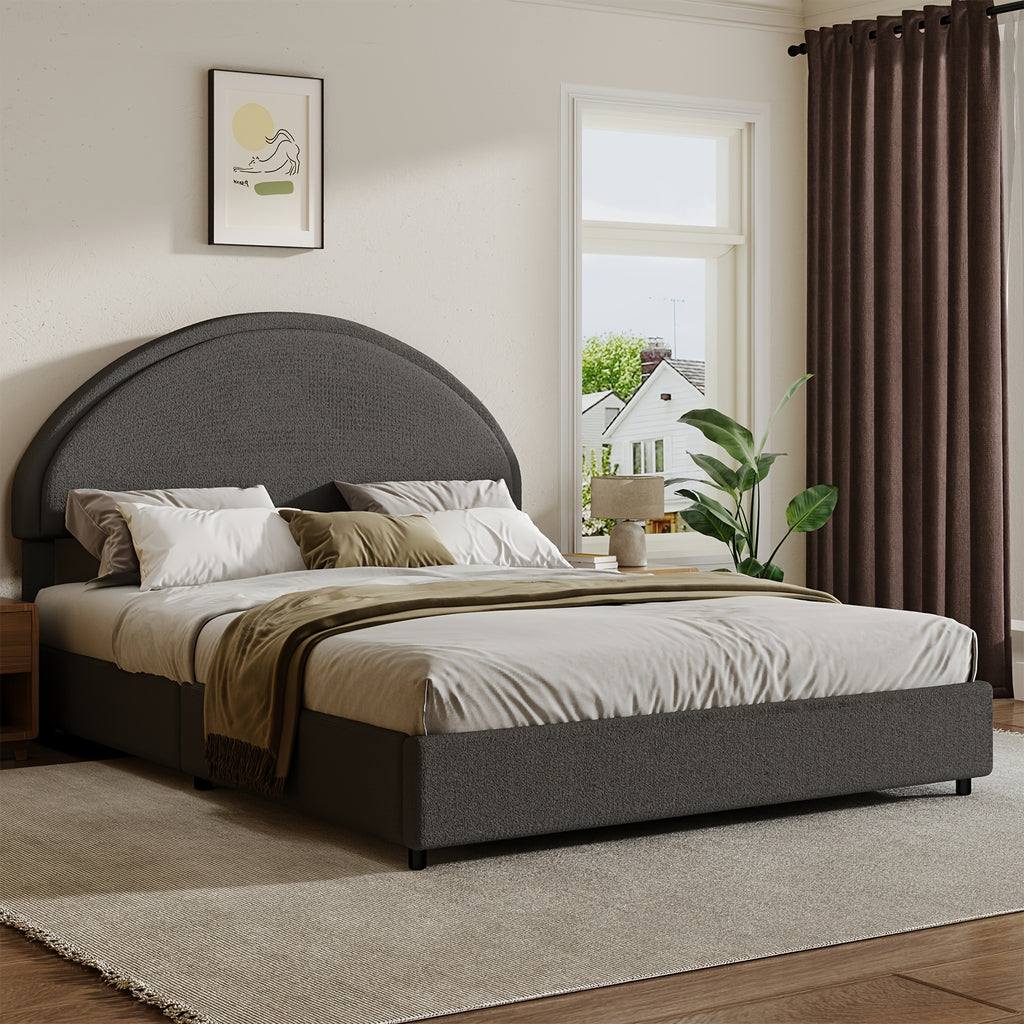 twin full queen king bed frame boucle upholstered headboard - Temu