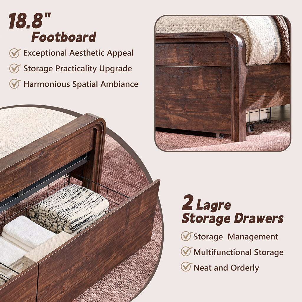 size bed frame 50 tall headboard wood platform - Temu