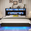 floating bed frame led lighting headboard built in storage - Temu
