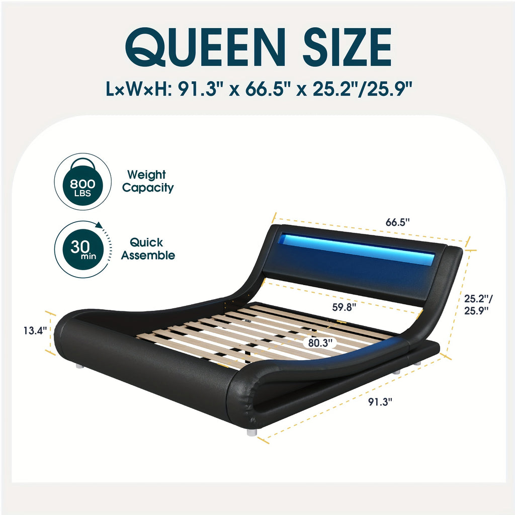 bed frame rgbw led lights headboard low - Temu