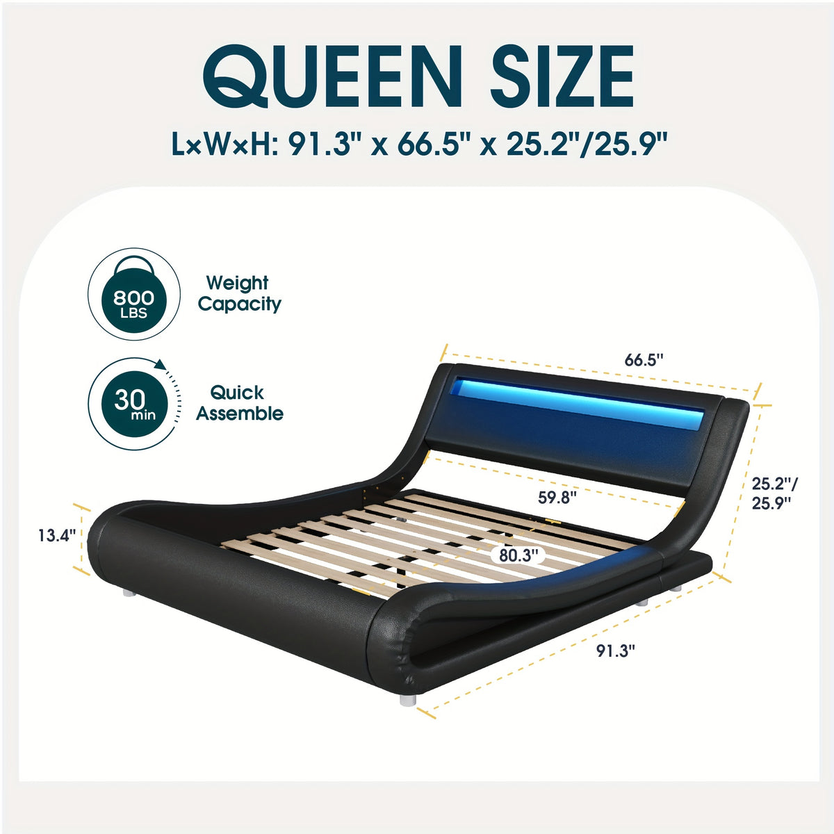 bed frame rgbw led lights headboard low - Temu