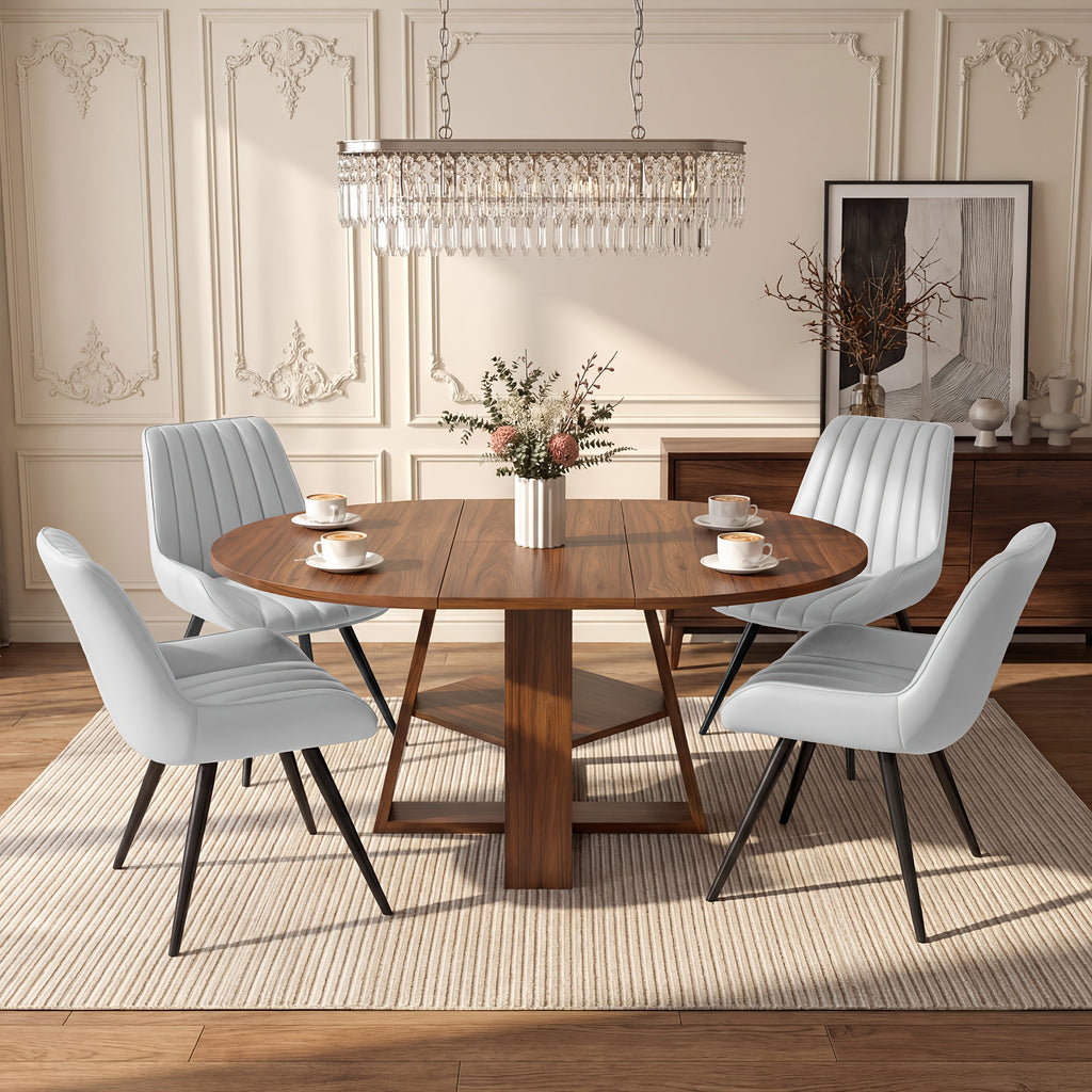5pcs modern extendable oval dining table set suitable 4 - Temu