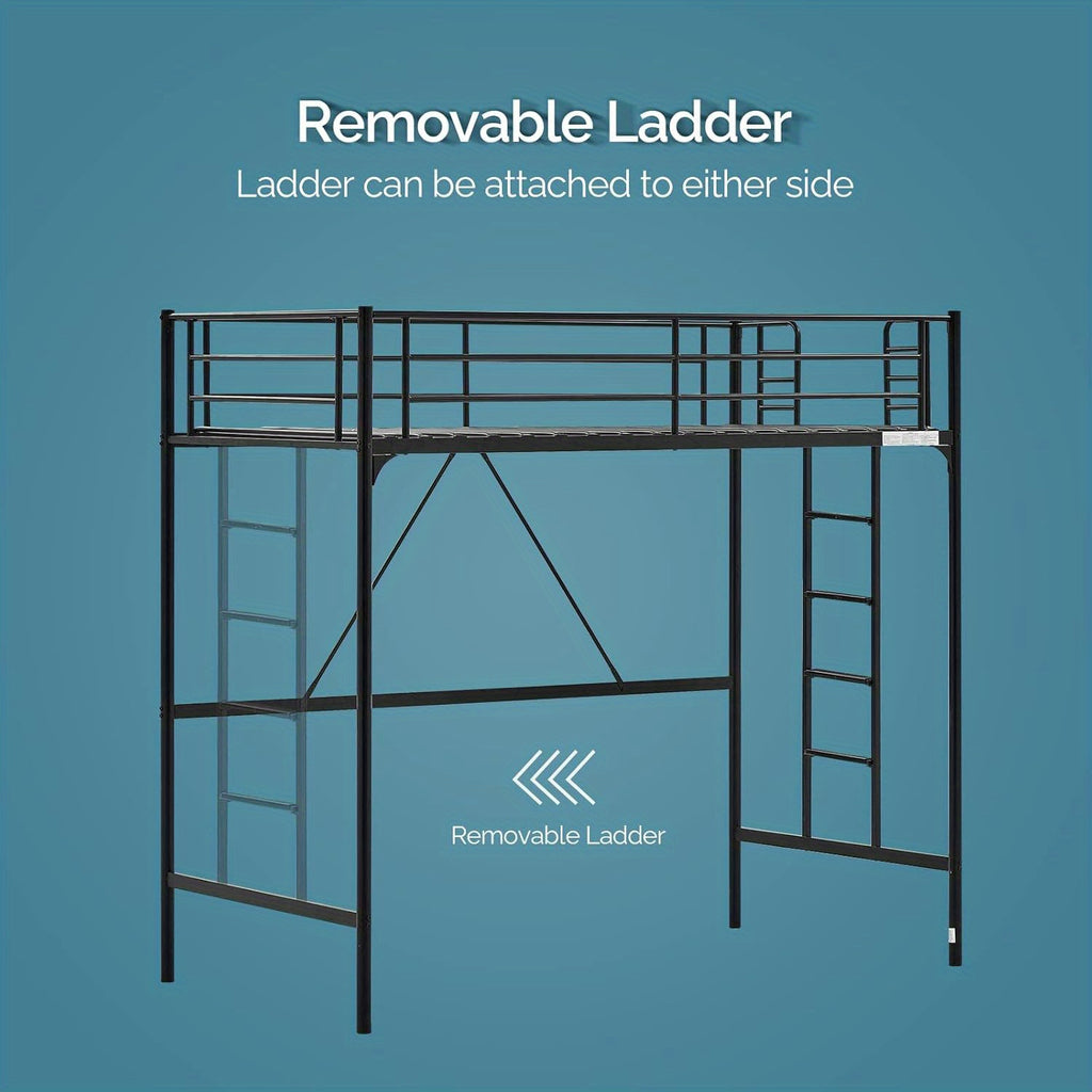 heavy duty metal loft bed twin size safety guard rails flat - Temu