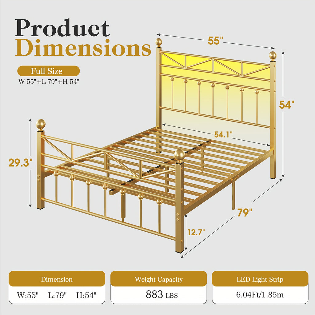metal platform bed frame 54 tall rgb led decor - Temu