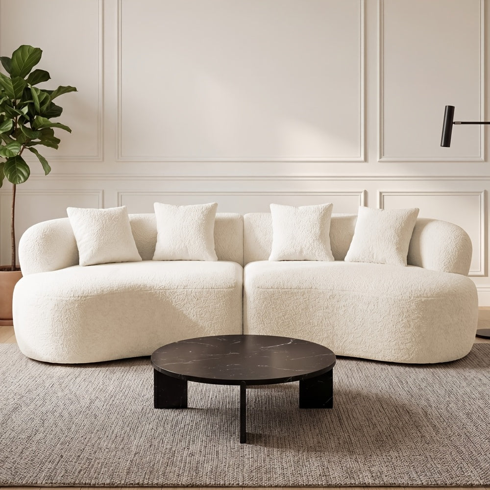 modern chenille compression curved sofa 2 throw pillows - Temu