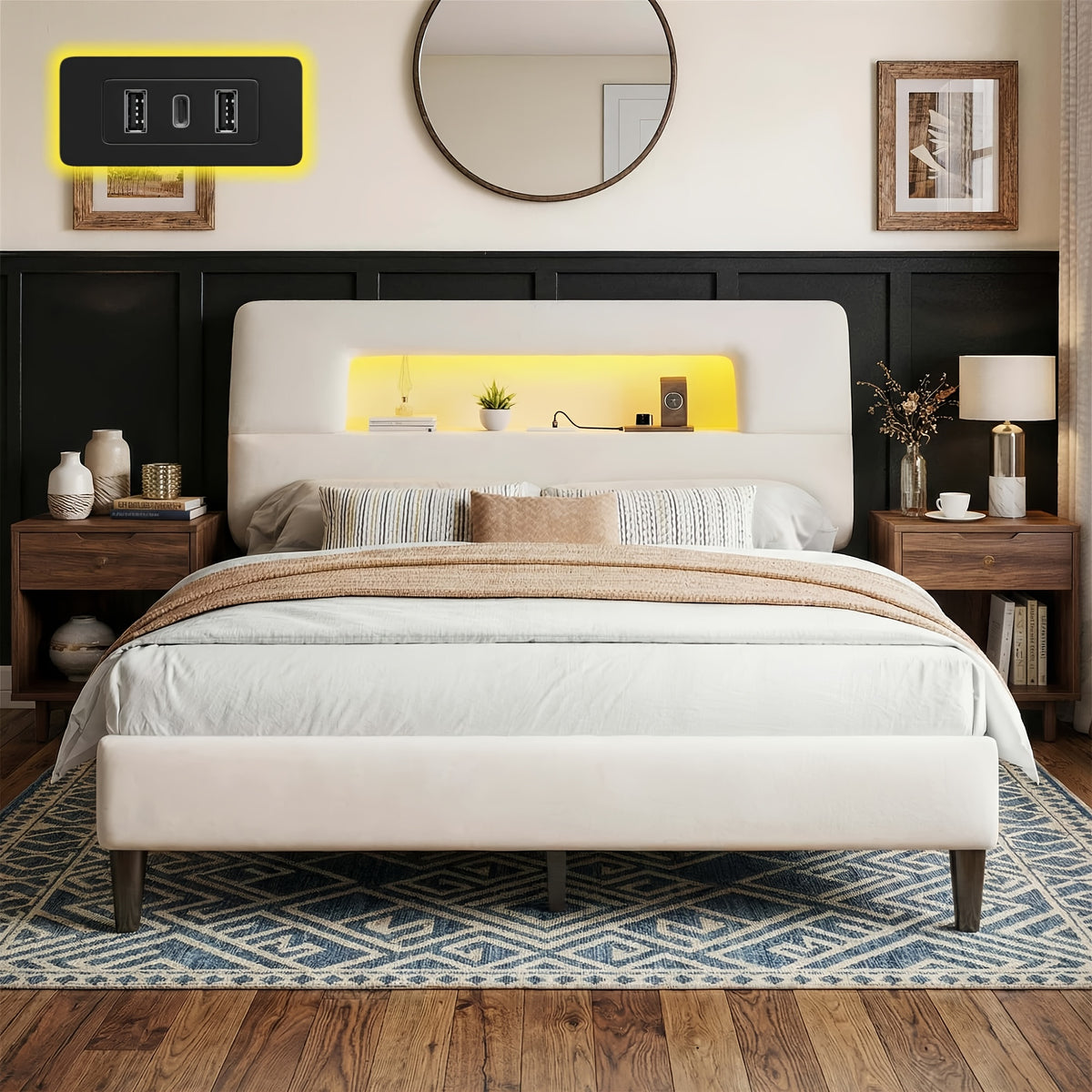 twin full queen king bed frame ergonomic storage headboard - Temu