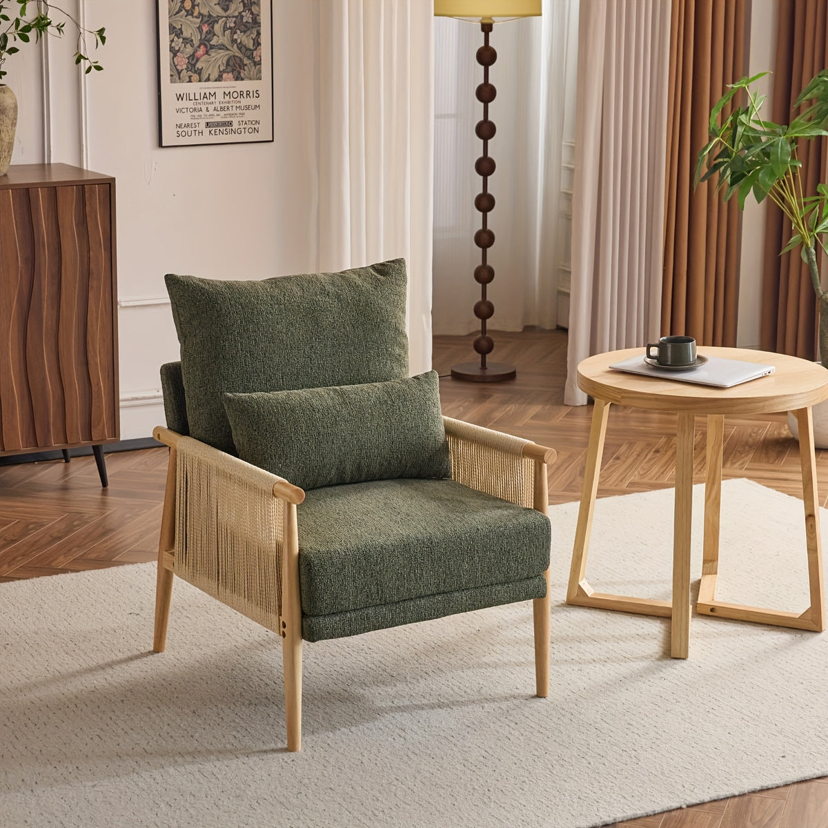 century modern accent chair solid wooden armrests - Temu