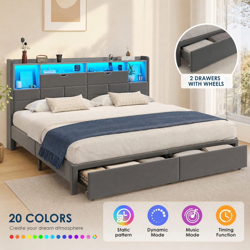 storage bed frame full queen king padded upholstered - Temu