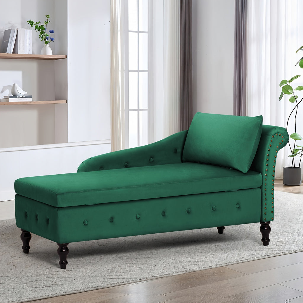 57 velvet upholstered storage chaise lounge pillow - Temu