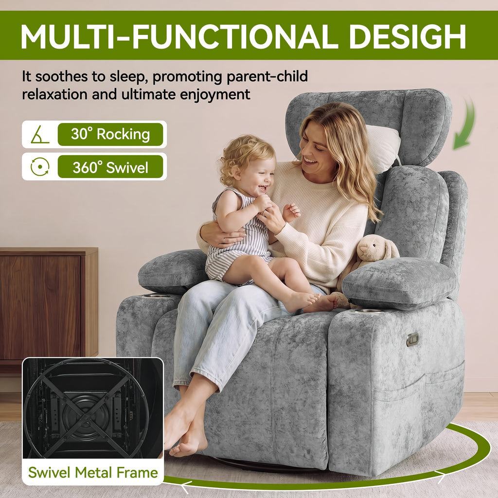 swivel rocking bedroom chair adjustable armrests headrest - Temu