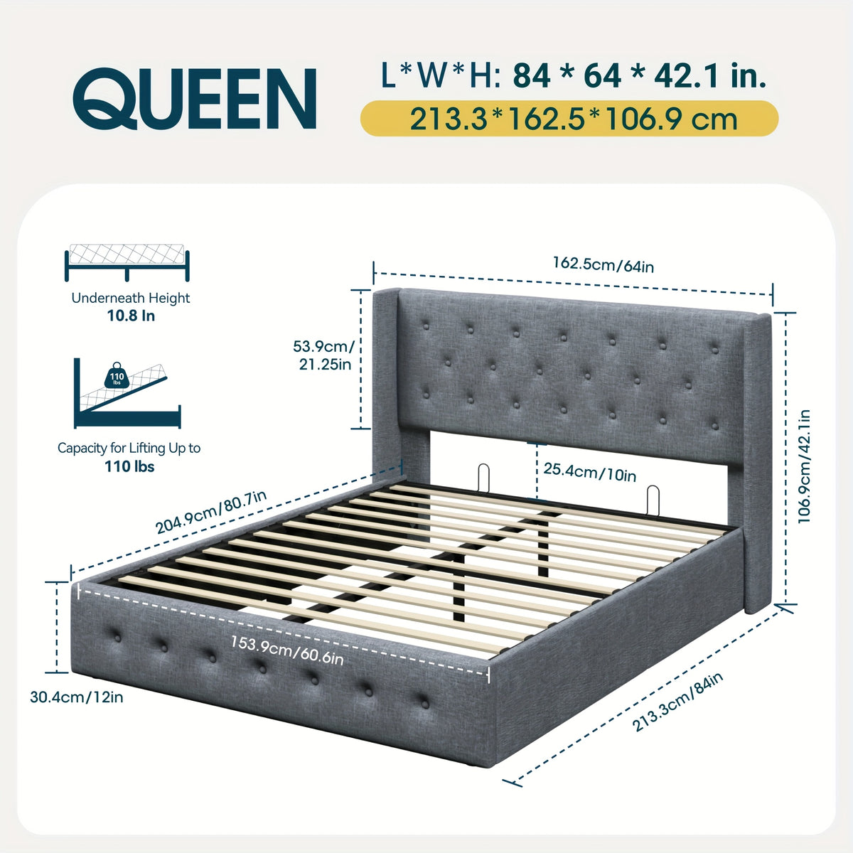 lift storage bed modern wingback upholstered - Temu