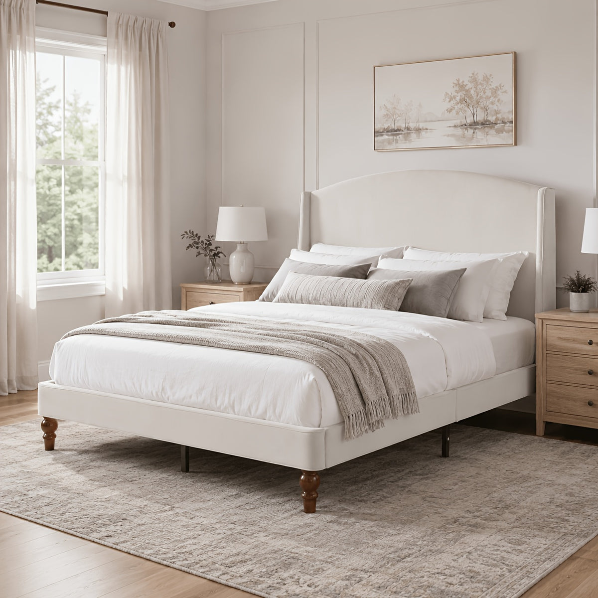 platform bed 51 2 tall wingback upholstered - Temu