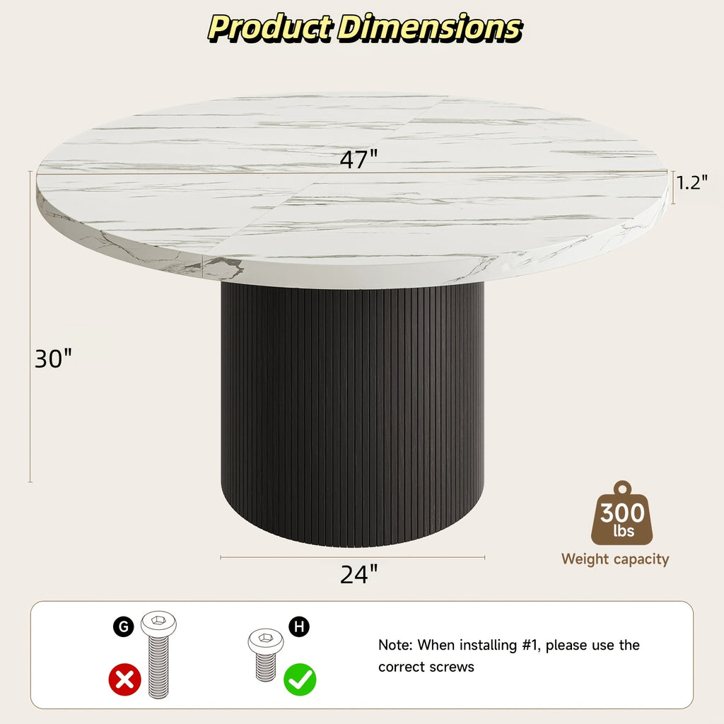 47 inch round dining table 4 circle kitchen table wood strip - Temu