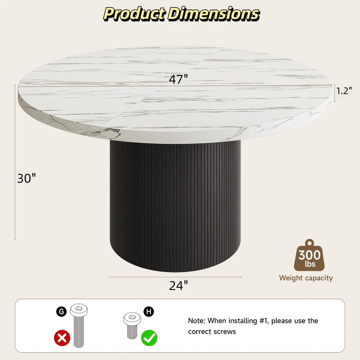 47 inch round dining table 4 circle kitchen table wood strip - Temu